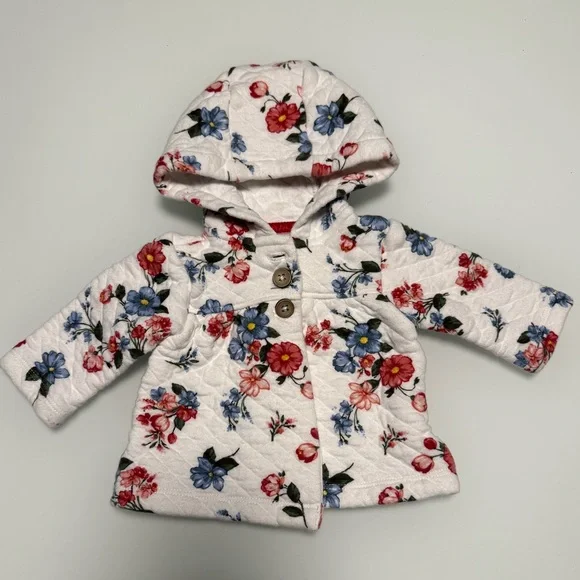💥4/$20💥 💕🌸🩵 Carter's Quilted Floral Baby Girl’s Jacket Size 3 Months - Picture 8 of 10